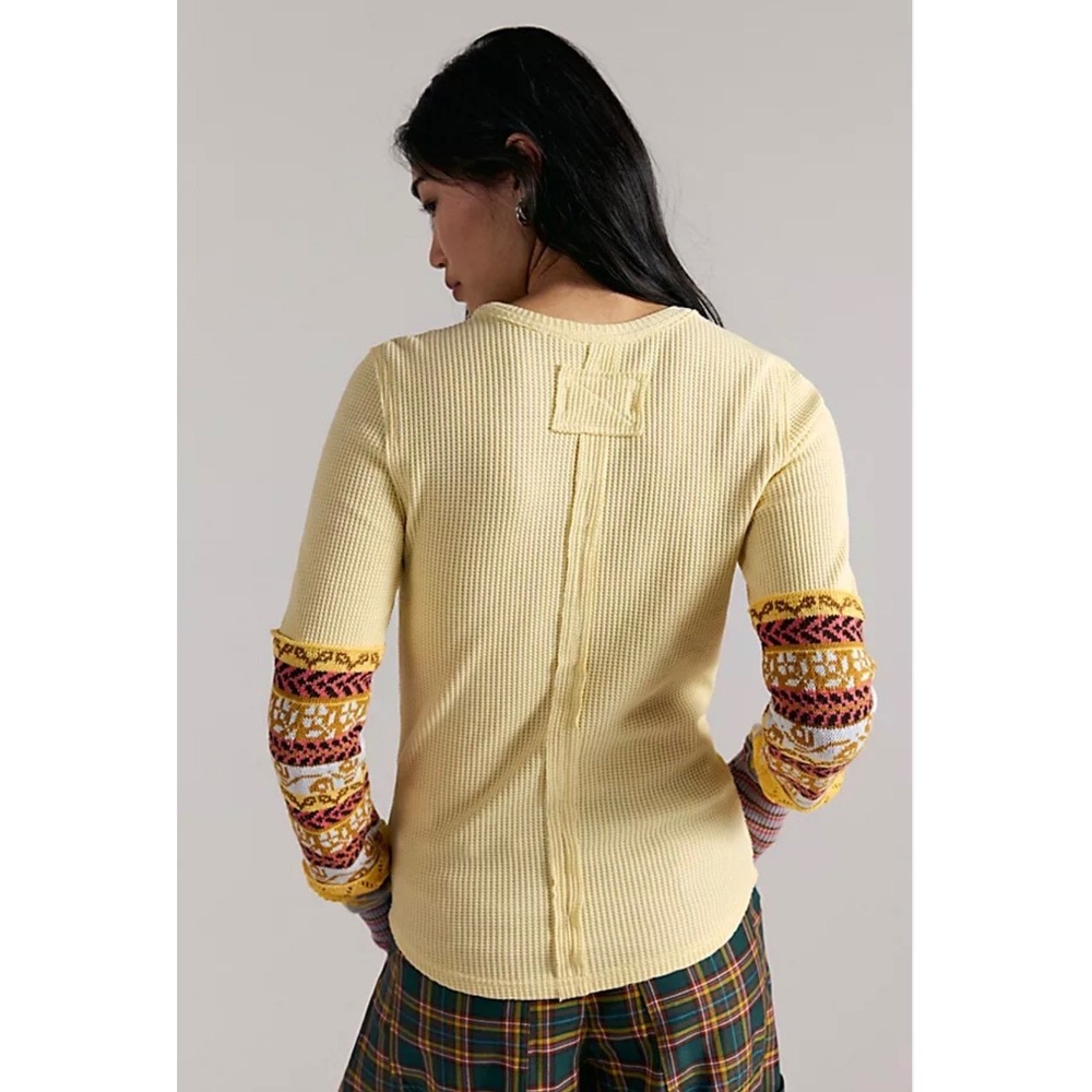 We The Free All‎ In Cuff Thermal Top Butter Yellow Combo Size Large NWT - Picture 2 of 4